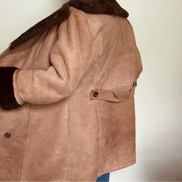 Vintage Real sheepskin shearling leather fur coat jacket - Picture 4 of 8